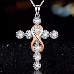 🎀NWT Rhinestones Cross Infinity ♾ God’s Love Cross Pendant Necklace